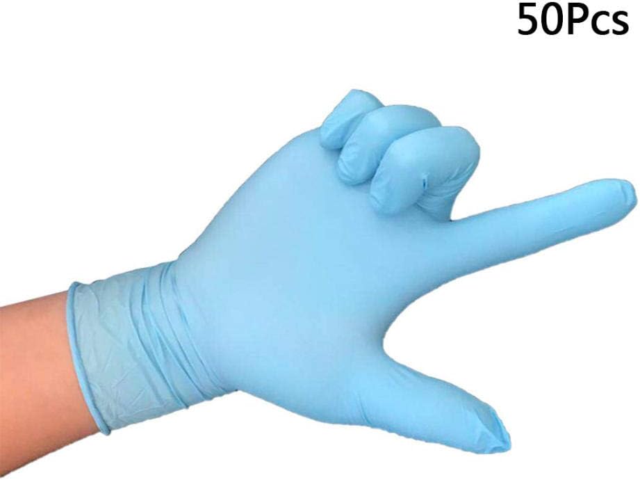 Zacheril Nitrile Disposable Gloves 50 Blue Oil Resistant Anti Corrosive Nitrile Gloves Nitrile, Vinyl, Clear (Nitrile, Powder-Free Light Blue_L