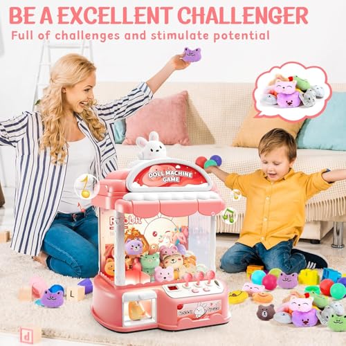 MIAOKE Large Claw Machine for Kids, Musical Electronic Arcade Game Toy | Vending Machine Adjustable Sound, Prize Dispenser Toys, Party Christmas and Birthday Gift for Girls Boys, Light Pink