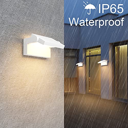 Klighten 24 W LED Wall Lamps Outdoor Indoor IP65, Outdoor Lamps Adjustable Modern Aluminium Wall Light for Hallway Entrance Gardens, Warm White 2700K-3000K, White