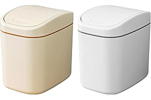 Tiny Desktop Trash Can, 2 Pcs Mini Trash Can with Swing-Top Lid,Waste Cans with Press Top Lid, Small Desktop Countertop Garba