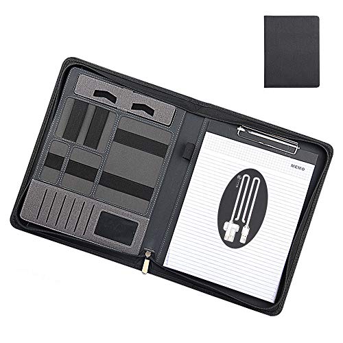 HLDUYIN Tablet Case 8000 Mah Power Bank, Wallet Holder,A4 Document Folder,Diary Holder and Notepad Holder with Zip,Black