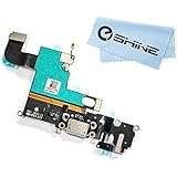 EShineTM Iphone 6 4.7 Charging Port Dock Connector Headphone Jack Flex Cable, Microphone replacement + EShineTM Cloth (Gray)
