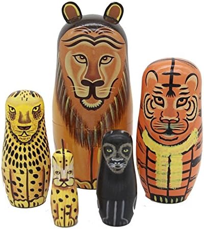 Yue Life Pre-Kindergarten Toys Tiger Leopard Lion Panther Jaguar Matrioska Nesting Dolls