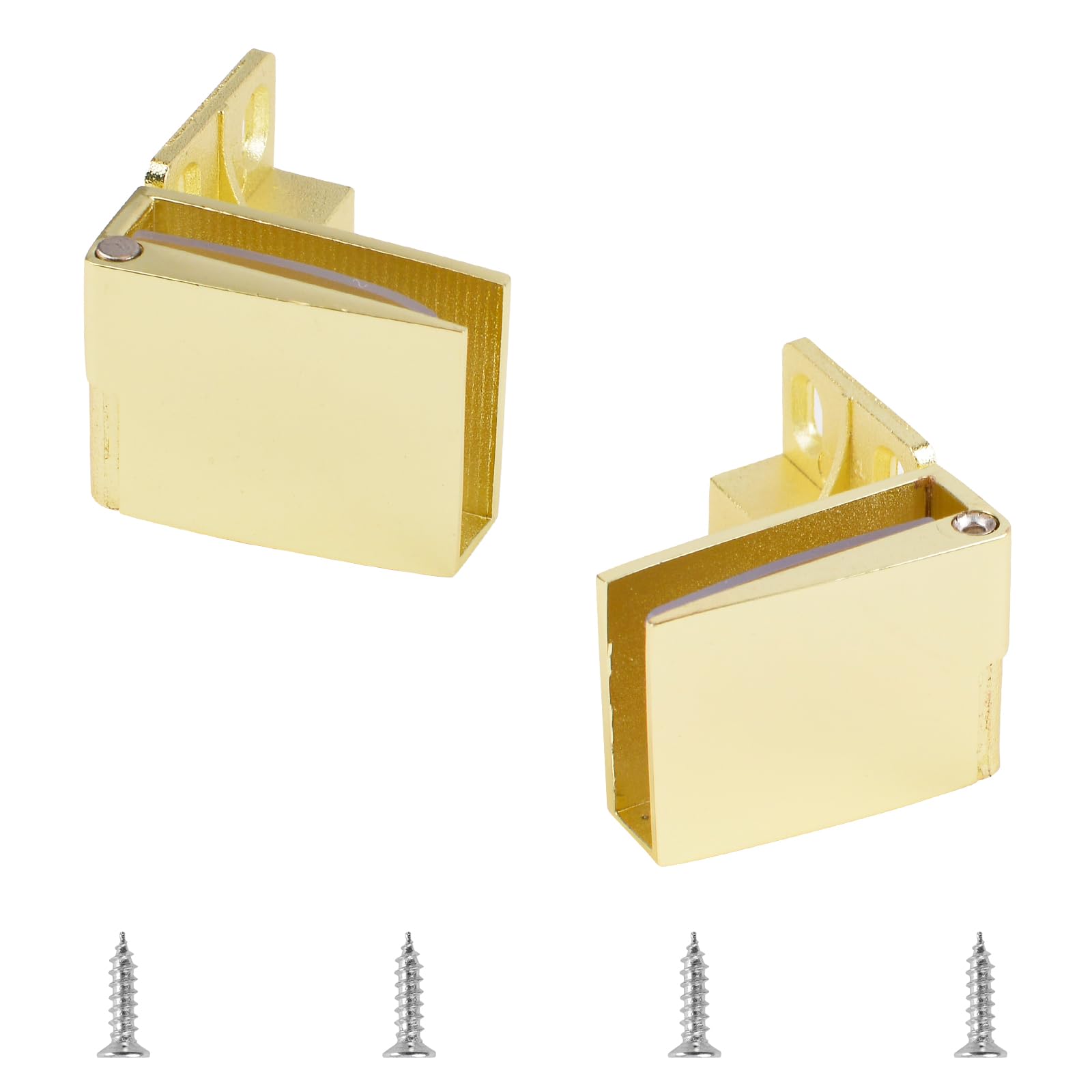 UFURMATE Glass Door Hinge, 2Pcs Zinc Alloy Frameless Glass Hinges 90 Degree Side Mounted Hinge Single Side Clamp with Screws, for 3-5mm Thick Door (Golden Surface)