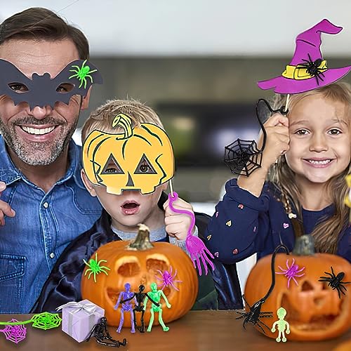 Shindel 52PCS Halloween Stretchy Sticky Toys, Halloween Party Favors for Kids Halloween Treat Toys for Goodie Bag Stuffers Treasure Box Classroom Prize