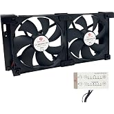 Beech Lane 12V RV Fridge Ventilation Cooling Fan 5.5" (140mm), Custom Mounts For American RV Side Vents, Adjustable Temperature Settings, High-Tech Remote With Manual/Auto Modes, Waterproof