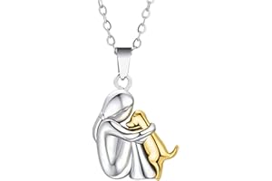 HAISENG Girl Hugging Dog Pendant Necklace/Earrings Handmade Friendship Symbol Jewelry Stylish Animal Accessory For Pet Lovers