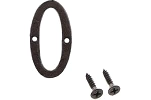 Betorcy 3 Inch Address Number, House Numbers for Outside, Cast Iron Metal Garden Door Mailbox Decor With Screws, Black Number 0