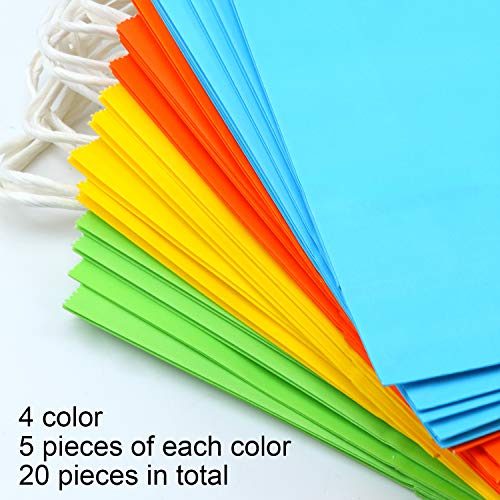 Coobey 20 Pieces Paper Party Bags Gift Bag Kraft Bag with Handle for Birthday, Tea Party, Wedding and Party Celebrations, Multicolour (Set A) - Thumbnail 2