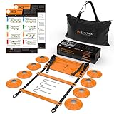 20ft Agility Ladder & Speed Cones Training Set - Exercise Workout Equipment To Boost Fitness & Increase Quick Footwork - Kit for Soccer, Lacrosse, Hockey & Basketball - With Carry Bag & Drill Charts