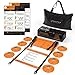20ft Agility Ladder & Speed Cones Training Set - Exercise Workout Equipment To Boost Fitness & Increase Quick Footwork - Kit for Soccer, Lacrosse, Hockey & Basketball - With Carry Bag & Drill Charts