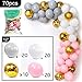 PartyWoo Pink Gray White Balloons 70 pcs 12 Inch Gray Balloons Grey Balloons Baby Pink Balloons White Balloons Gold Confetti Balloons for Party, Wedding, Birthday, Baby Shower, Bridal Shower
