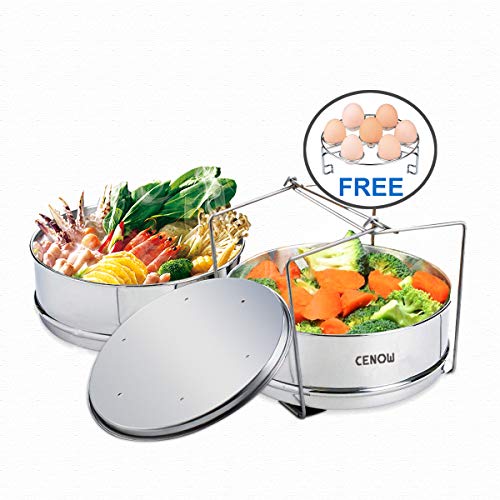 Insert Pan for Instant Pot Accessories, Cenow Instant Pot in Pot Accessories Steamer Basket Set with Egg Steamer Rack Stand, Steamer Insert Fits Instant Pot 6 Qt, 8 Quart Pressure Cooker Accessories
