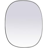 Elegant Decor Brynn 24x30 Oval Modern MDF Wood/Iron Mirror in Silver