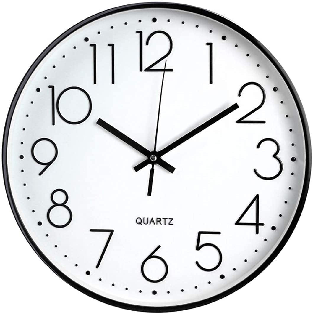 Tebery 12 Inch Modern Wall Clock, Non Ticking Silent Quartz Battery Operated Round Easy to Read Kitchen Clock For Home/Office/School