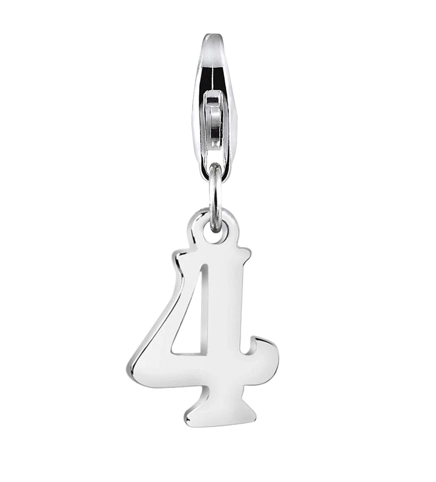 Nenalina 713259-000 Number 4 Charm Pendant in 925 Sterling Silver for All Standard Charm Carriers