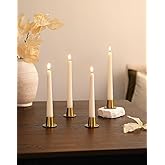 NUPTIO Candle Stick Candle Holder: Set of 4 Gold Candlestick Taper Holders - Brass Small Metal Candleholder for Fall Thanksgiving Christmas Fireplace Table Centerpiece
