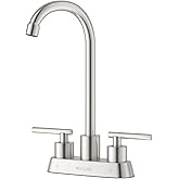 BLYLUND Commercial Bar Sink Faucet 4 Inch Center Deck Mount, Stainless Steel High Arch 2 Hole Utility Sink Faucets with Dual Lever Handles for Laundry Campers (Brushed Nickel)