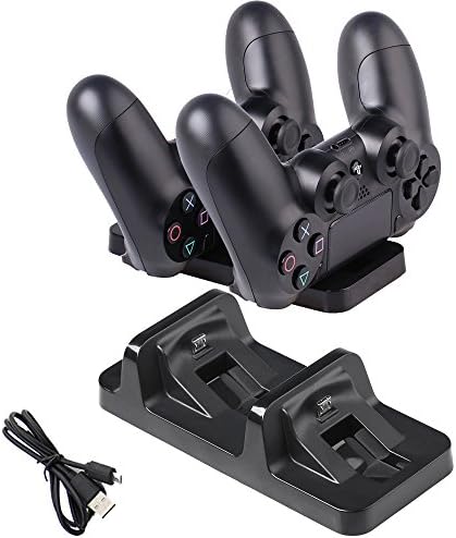 Wolsen Dual USB Charging Dock Station Stand for Sony Playstation PS4 Dualshock 4 Controller (Black)