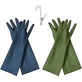 HOMSSEM Dishwashing Gloves - 2 Pairs Premium Rubber Gloves for Cleaning - Urban Gray, Green, Blue