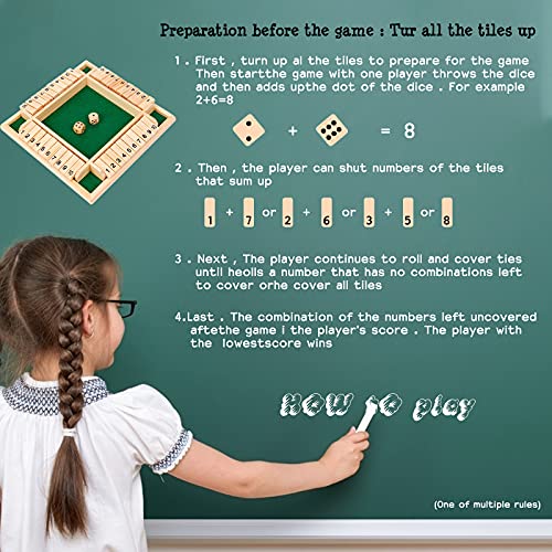 YWILLINK Shut The Box Dice Game Wooden (24 Players) for Kids/Adults [4