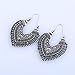 Mrsrui Women Vintage Bohemian Flower Carved Circle Heart Hoop Earring Ancient Silver Plated