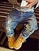EMAOR Unisex Kids Baby Elastic Waist Ripped Holes Denim Pants Jeans Blue, US 18M