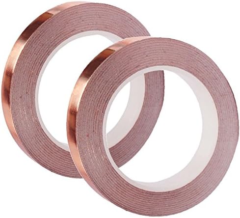 Conductive Copper Foil Tape with OLESTAR Conductive Adhesive 1/4inch X 32.8yards Pack of 2 Copper Foil Tape-Paper Circuits,Electrical Repairs, Soldering,Grounding,EMI Shielding,Stained Glass