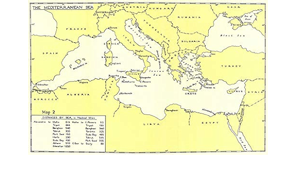 Amazon Com Mediterranean Sea Distances By Sea From Alexandria Malta Ww2 1954 Old Map Antique Map Vintage Map Printed Maps Of Europe Wall Maps Posters Prints