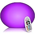 MoNiBloom 14" LED Oblate Light with Remote Control, Rechargeable 16 Color-Changing Nightlight Dimmable Mood Lighting Lamp, Waterproof Home Bar Pool Party Decorative Light
