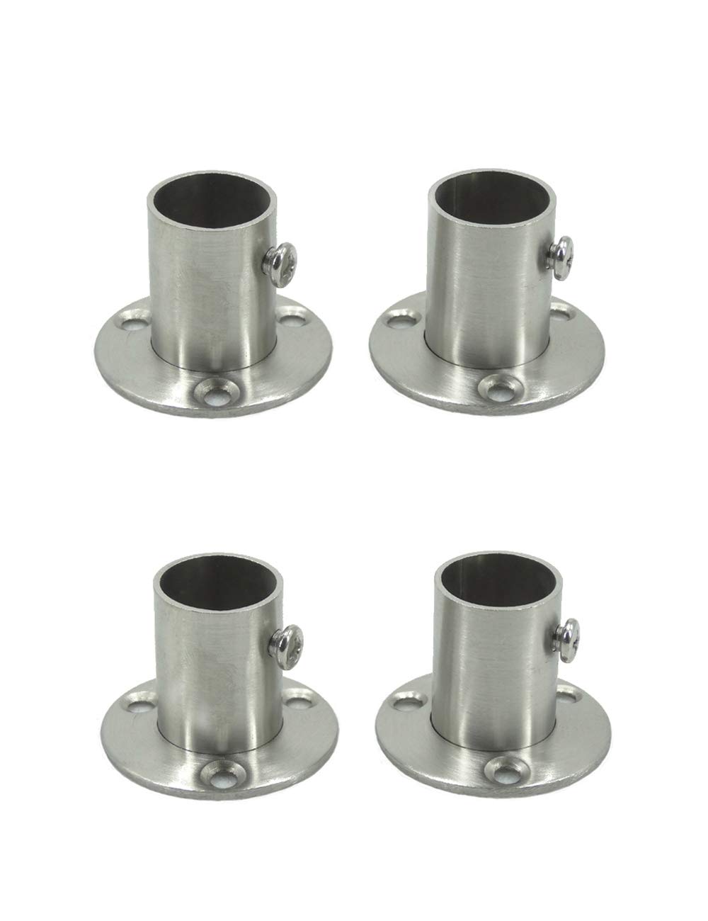 CFSky Stainless Steel Clothes Rail, Round Tube Tie Rod End Bracket, Set of 4, 42 mm x 42 mm x 30 mm, Rustproof, Adjustable Flange for 19 mm, Silver