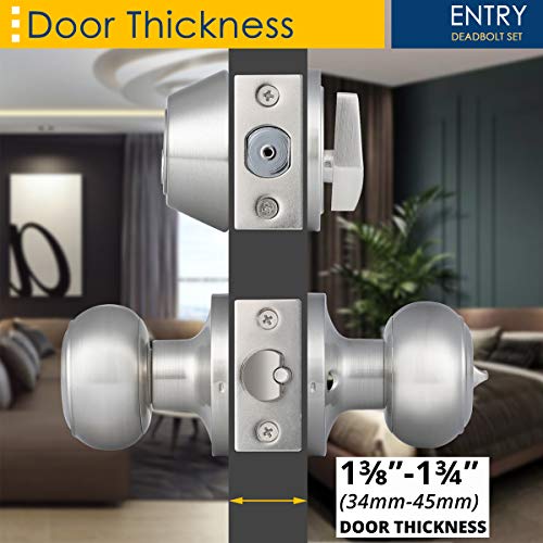 5 Pack Entry Door Knob and Single Cylinder Deadbolt Combo Pack in Satin
