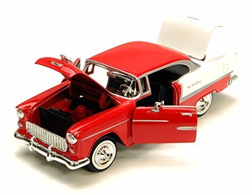 Motormax 1955 Chevy Bel Air 1/24 Scale Diecast Model Car Red - Thumbnail 2