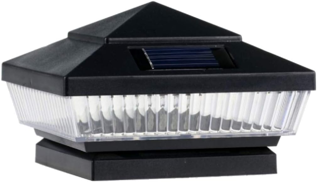 8-Pack Garden Solar Black Deck Post Cap Square Fence Lights for 4" x 4" PVC Post with Frosted Lens -GREEN NATURAL SOLAR