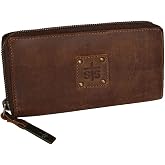 STS Ranchwear Women's Distressed Brown Leather Baroness Bi-fold Zip Wallet