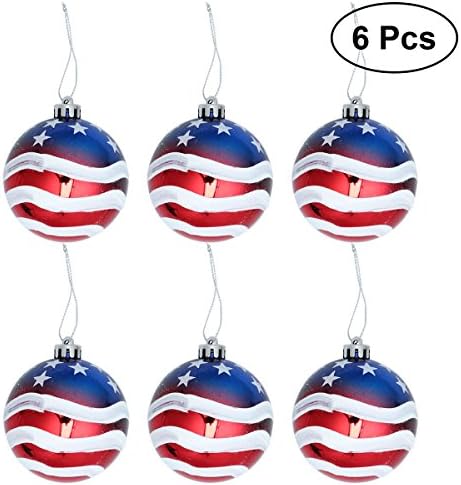 Luoem July Of 4Th Ball Ornaments Patriotic Ball Ornaments Hanging Independence Day Party Decor Holiday Wedding Tree Decorations Pack Of 6