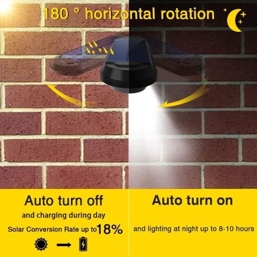 ROSHWEY Solar Gutter Lights 200LM, 18 LED Gutter Solar Lights Outdoor