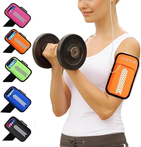 GEARWEAR Phone Running Armband for iPhone X 8 Plus 7 Plus Adjustable Reflective Sports Runner Arm Band Belt for Samsung Galaxy S8 S7 Orange