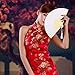 Metable 8pcs Folding Fan White Silk Bamboo Handheld Folded Fan Bridal Dancing Props Church Wedding Gift Party Favors Home Office DIY Decor