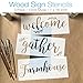 Gather, Welcome, Farmhouse Stencil Set | Large Beautiful Calligraphy Stencils for Painting on Wood | DIY Rustic Decor, Wedding Signs, Kitchen & Porch Stenciled French Country Word Signs