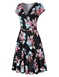 Missky vestido elegante de manga larga con escote en V para mujer, largo hasta la rodilla