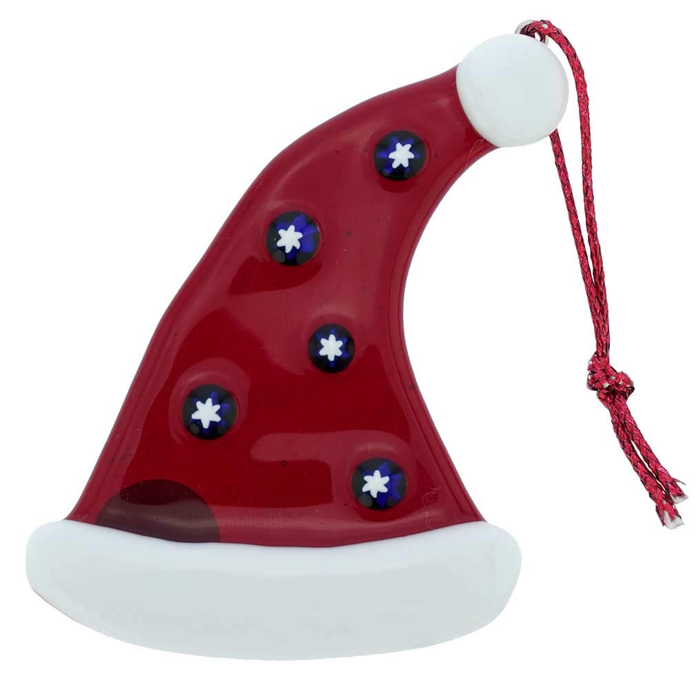 Glass Of Venice Murano Glass Santa's Hat Christmas Ornament - Red