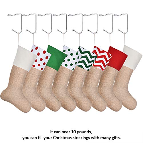 Sunshane 8 Pieces Christmas Stocking Holders Mantel Hooks Hanger Christmas Safety Hang Grip Stockings Clip for Christmas Party Decoration, Silver - Thumbnail 2