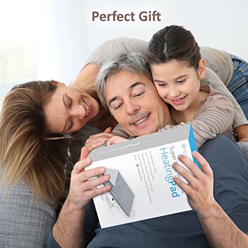 XXL Heating Pad - Electric Heating Pad for Moist and Dry Heat Therapy - Fast Neck/Shoulder/Back Pain Relief at Home (18" x 26"), GENIANI (Soft Gray) - Thumbnail 7