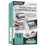 16 Travel Compression Bags Vacuum Packing, Roll Up