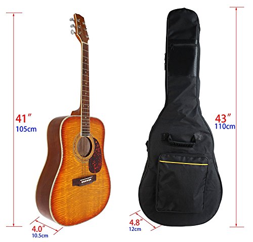 image for YMC 41 Inch Waterproof Dual Adjustable Shoulder Strap Acoustic Guitar 