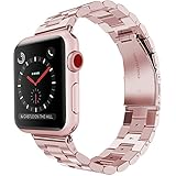 Wolait 38mm iWatch Bands Stainless Steel Replancement Metal Strap Band Compatible for Apple Watch Series 3 Series2 Series1 (38mm Rose Gold)
