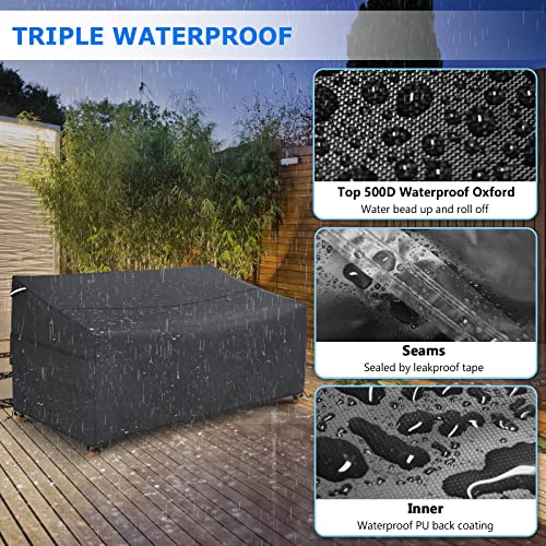 Gasadar Patio Sofa Cover Waterproof for 2-Seater Outdoor Sofa Loveseat and Furnitures,Heavy Duty Outdoor Couch Covers, Anti UV and Dustproof, 60" L×34" D×31" H, Black