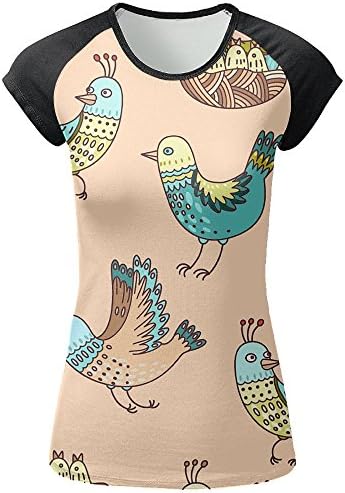 Cartoon Birds Womens Travel Raglan Short Sleeve TShirts