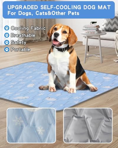 Dog&Cat Cooling Mat for Extra Large Pet Dog,Waterproof, Blue XL-125 x 70cm | Pet Cooling Mat Pet Self Cooling Pad Mat Bed Mats for Summer Indoor or Outdoor, Foldable ,Washable, Ice Cool Fabric Q-MAX>0.5